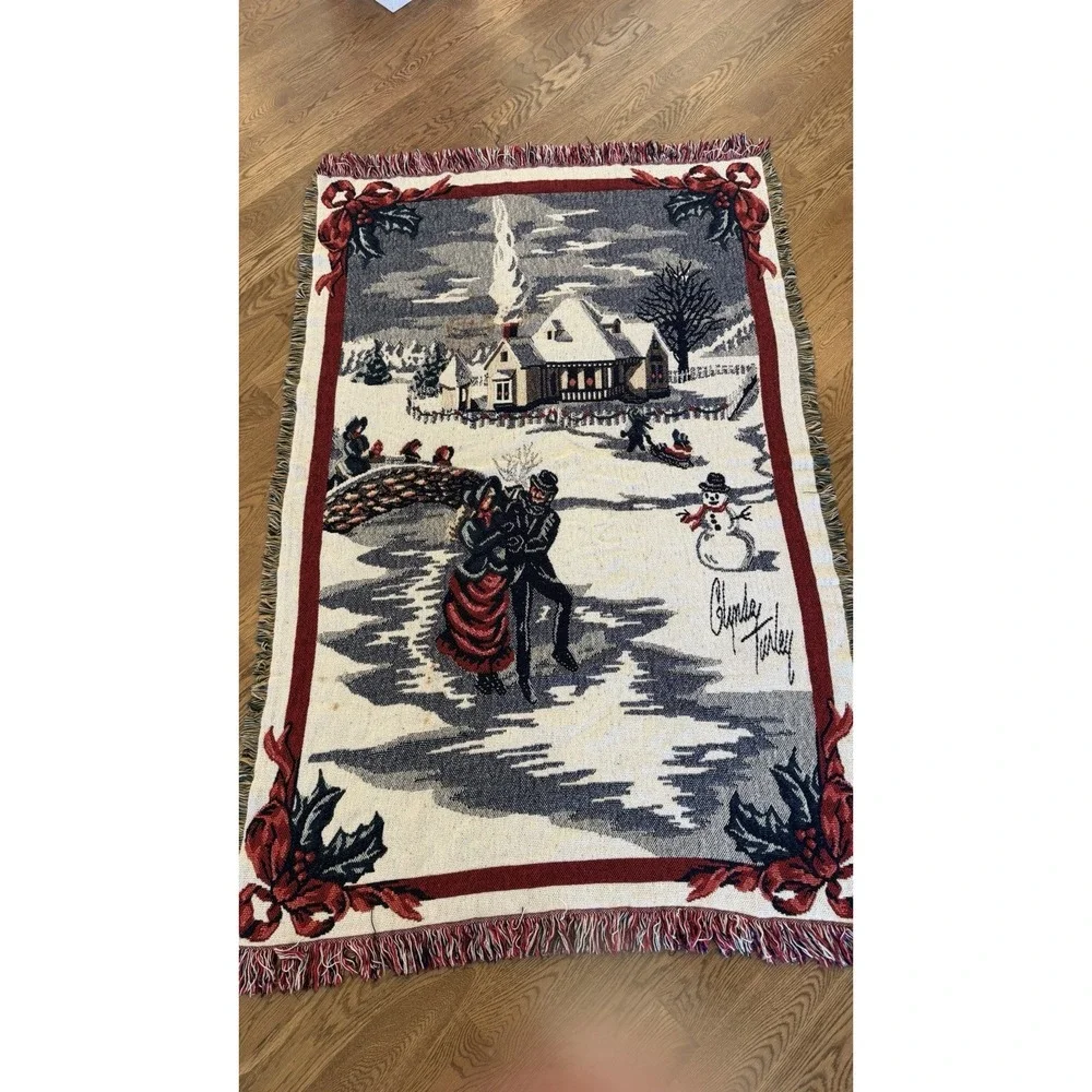 Vintage Glynda Turley Tapestry Throw Blanket Grapes Leaves Vines Cottagecore
